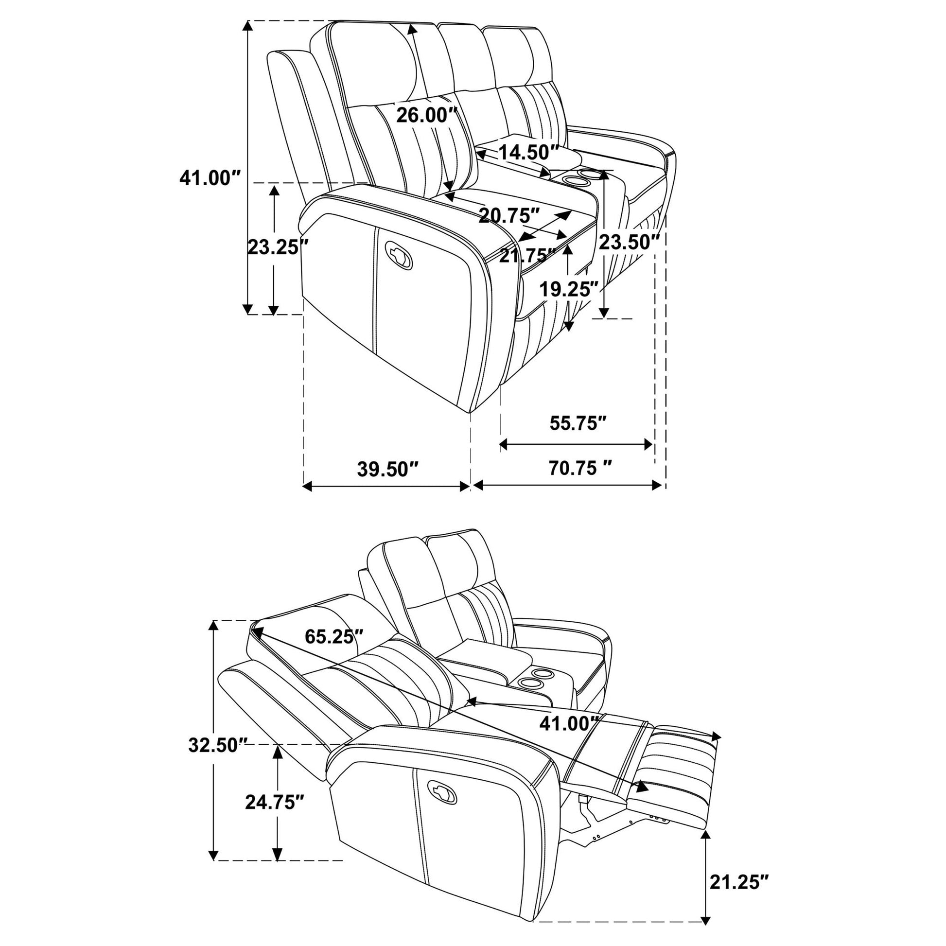 Forrest - Motion Reclining Loveseat With Console - Gray Furniture Max