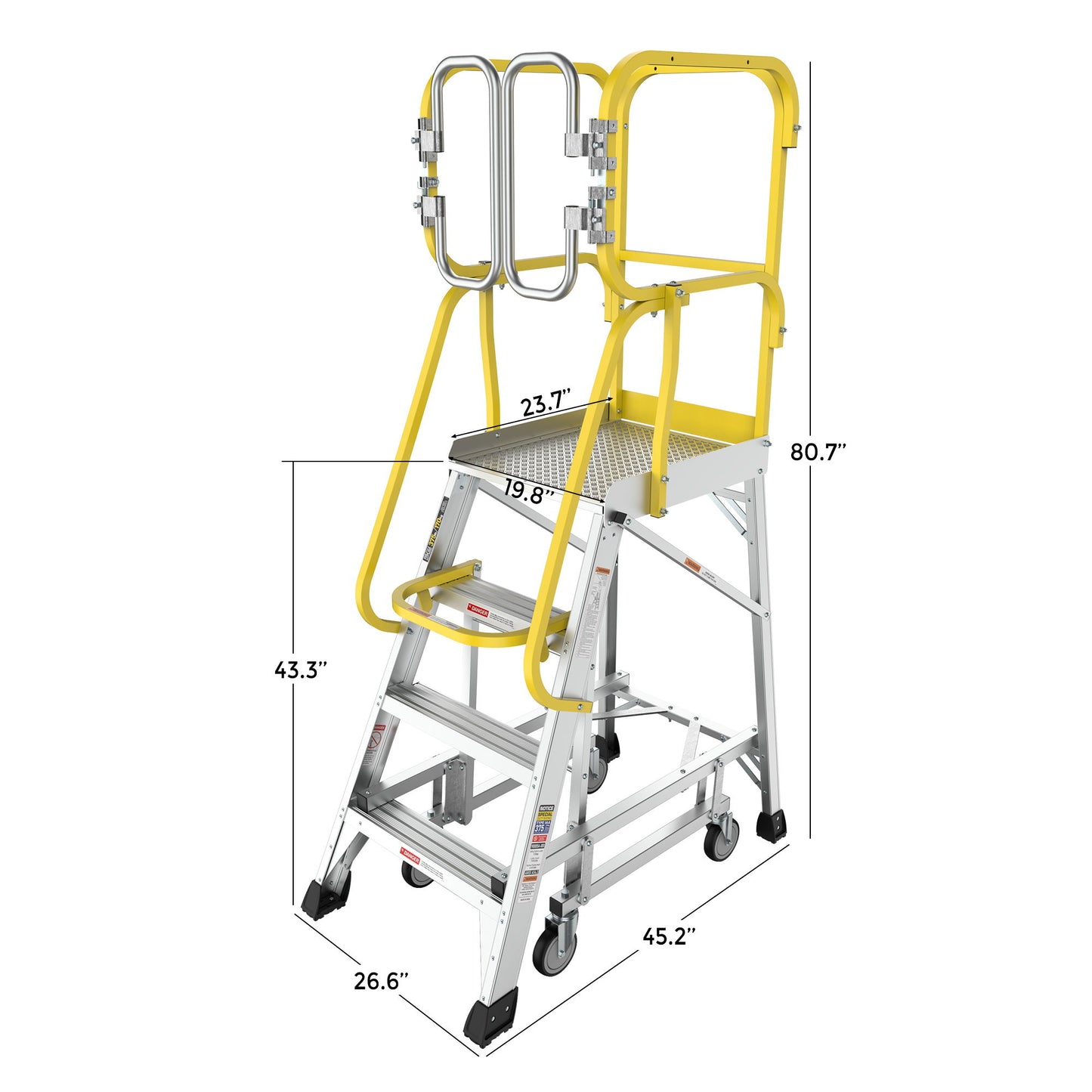 Heavy Duty Aluminum Rolling Platform Ladder With Steps, 375Lbs Capacity Daily Nest