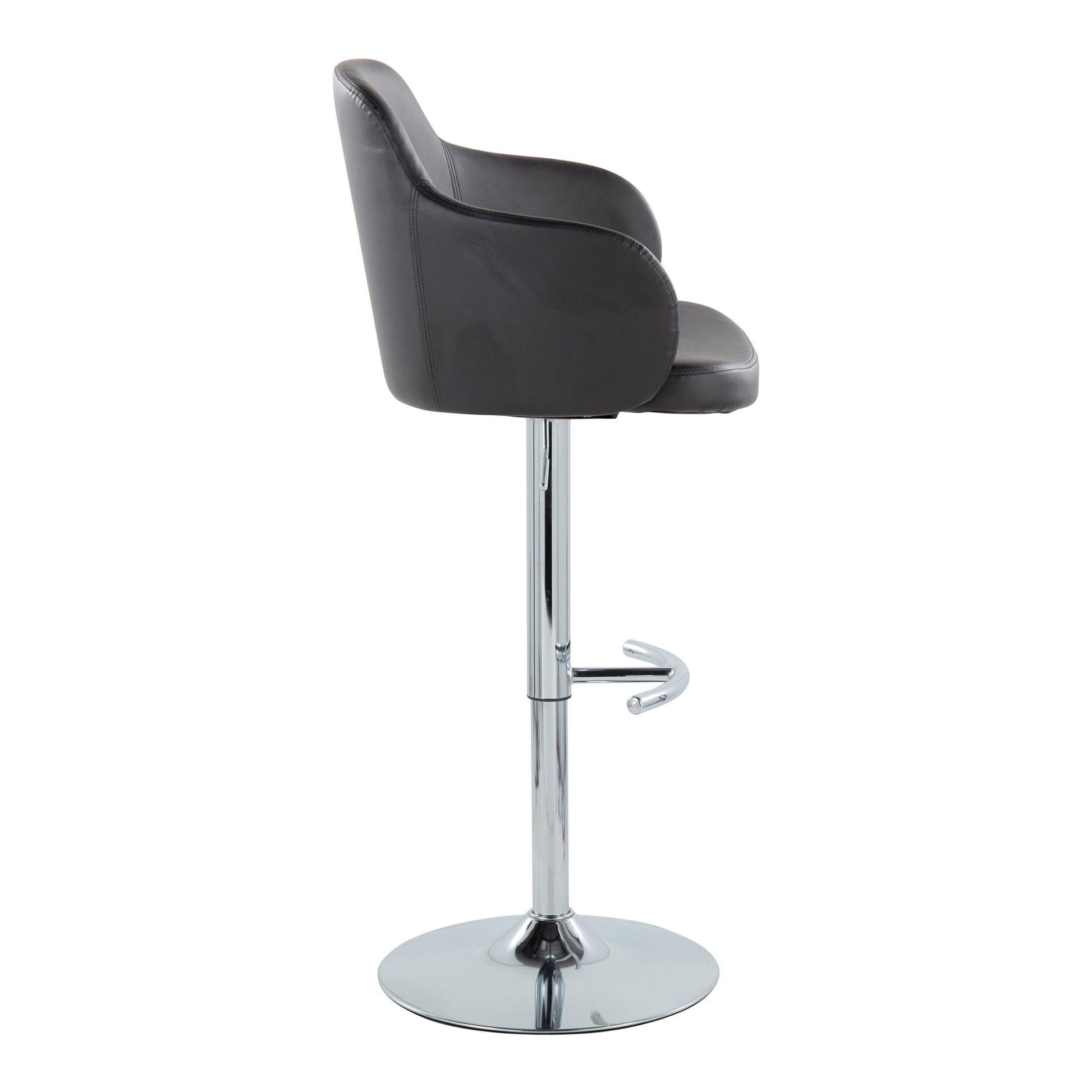 Boyne - Contemporary Adjustable Barstool With Swivel & Rounded T Footrest (Set of 2) Lumi Source