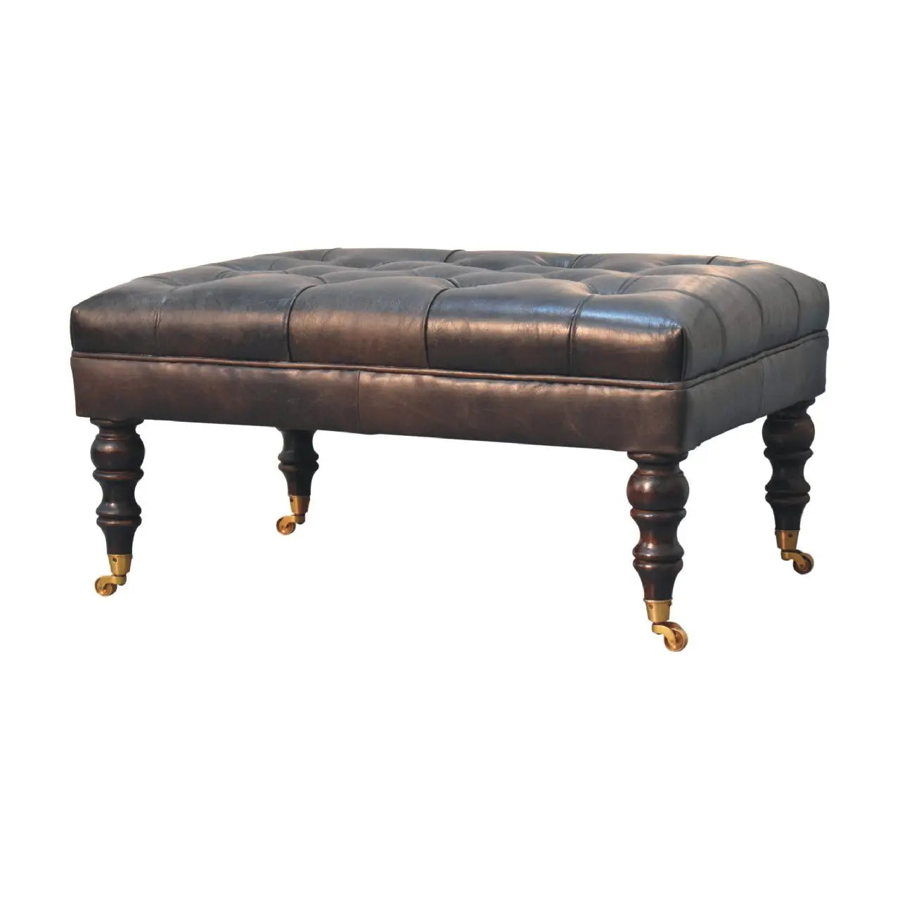 Buffalo - Leather Ottoman With Castor Legs Artisan Furniture