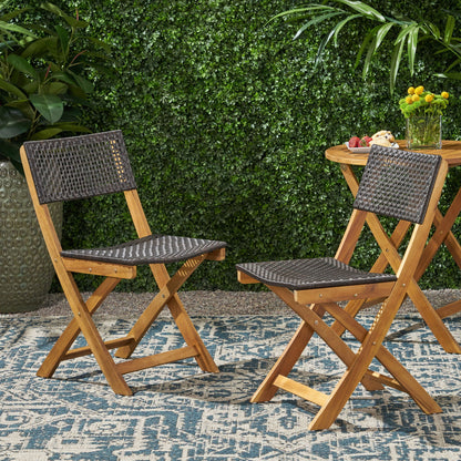 Bistro Foldable Chair With Wicker Backrest Noble House