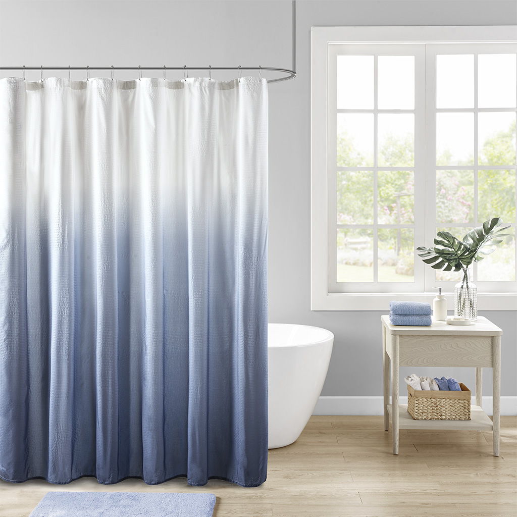 Ara - Ombre Printed Shower Curtain - Blue