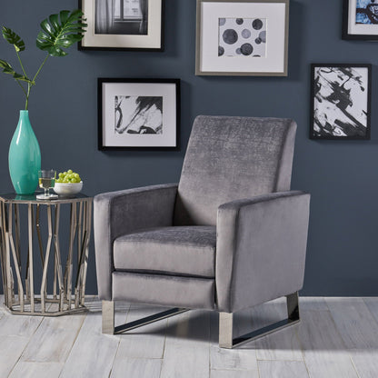 Bolt - Upholstered Recliner Chair With Stainless Steel Base - Gray / Chrome Noble House