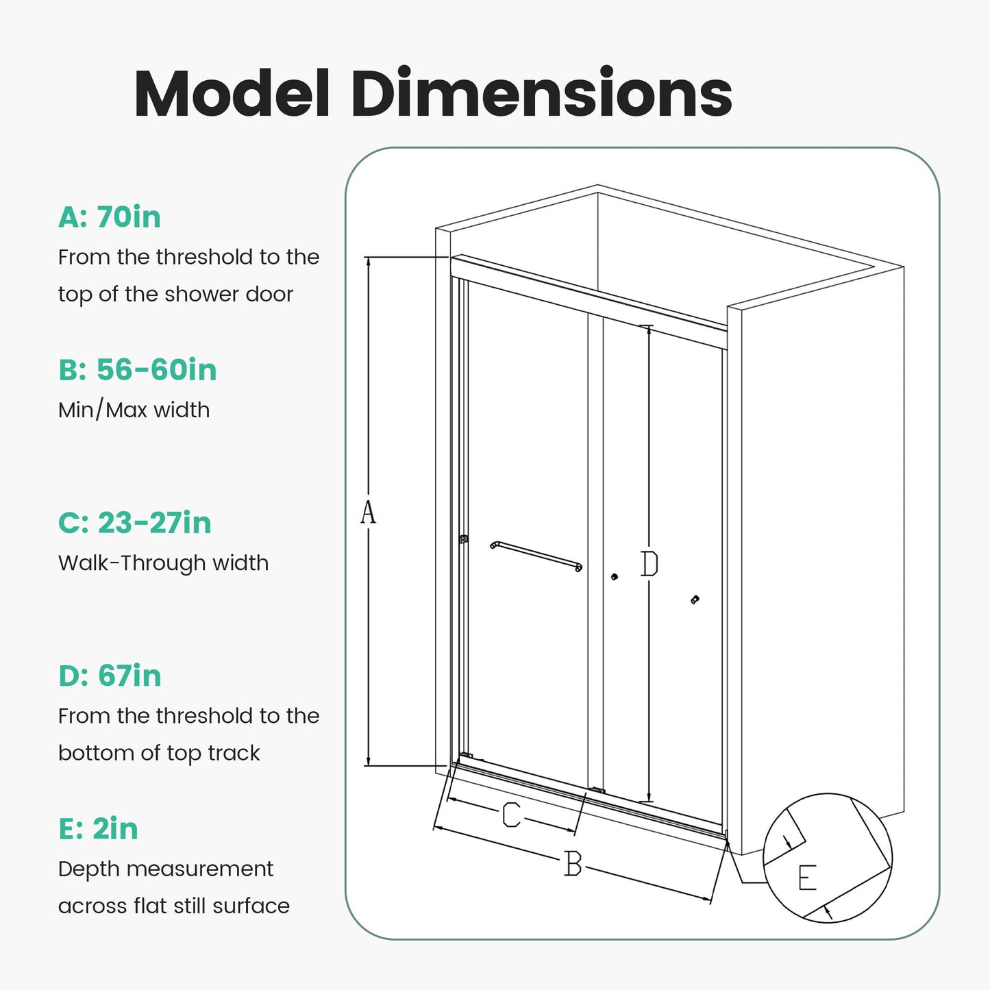 Semi-Frameless Double Sliding Shower Door, Bypass Shower Door, 1 / 4" (6Mm) Thick SGCC Tempered Glass Door Daily Nest