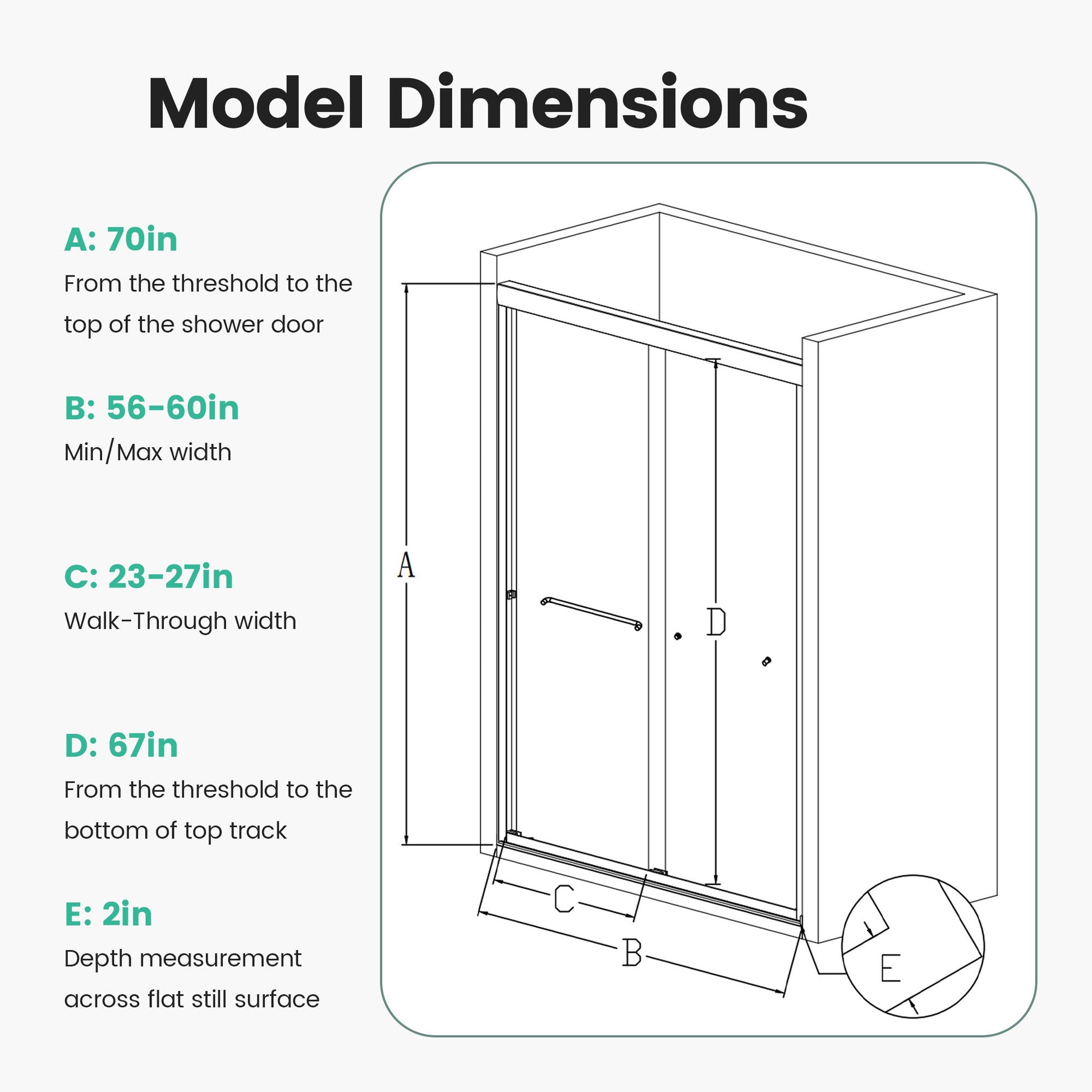 Semi-Frameless Double Sliding Shower Door, Bypass Shower Door, 1 / 4" (6Mm) Thick SGCC Tempered Glass Door Daily Nest