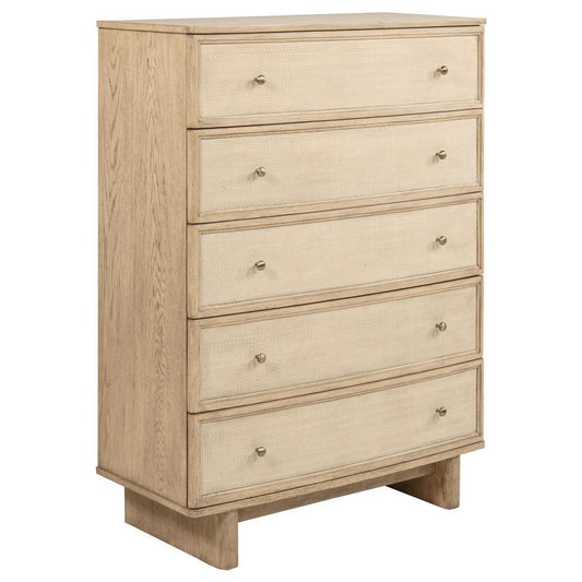 Kailani - 5-Drawer Bedroom Chest Of Drawers - Beige Oak Coaster Fine Furniture