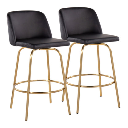 Toriano - Contemporary, Fixed Height Counter Stool With Swivel With Round Footrest (Set of 2) Lumi Source