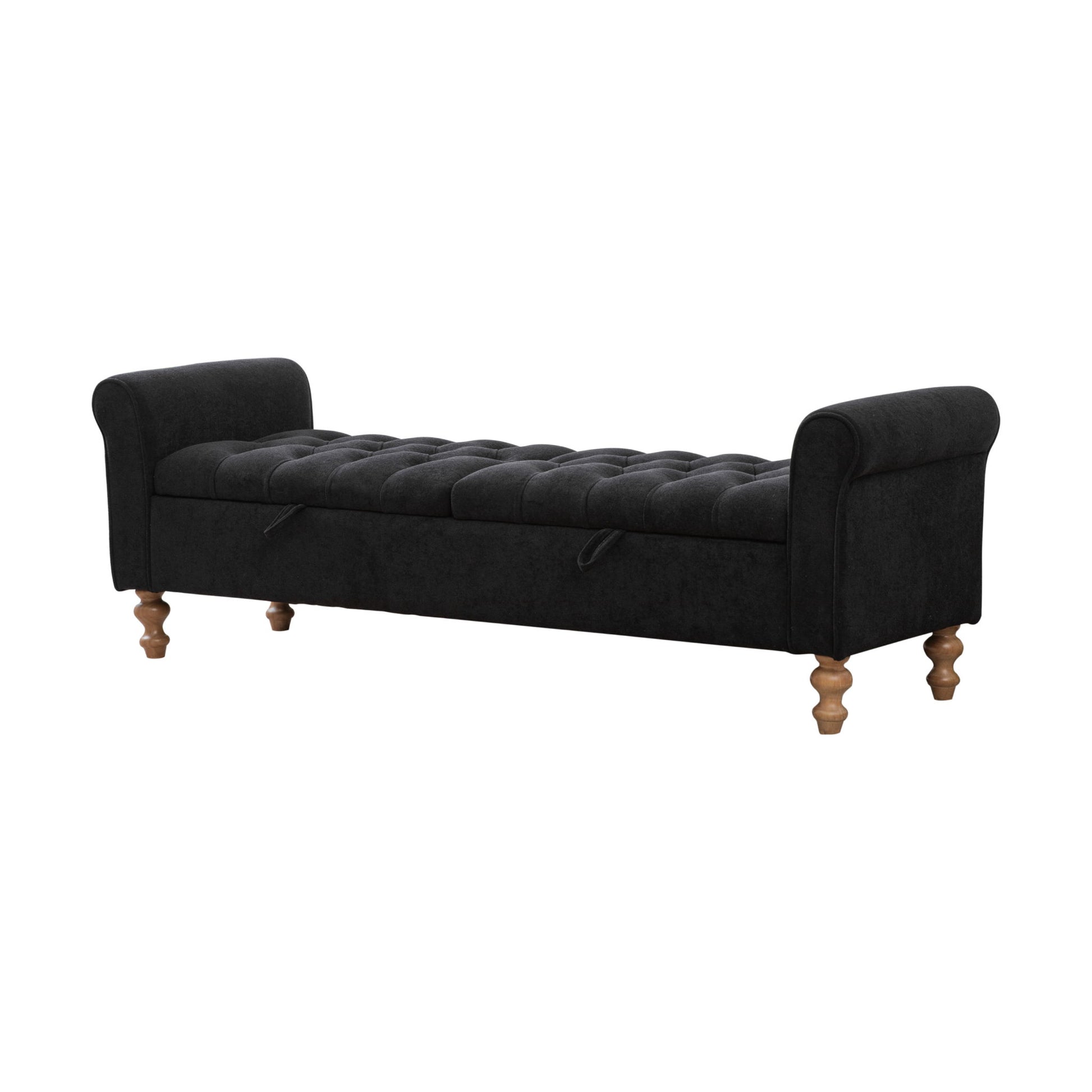 Modern Upholstered Storage Bench With Rolled Armrests] Home Essentials