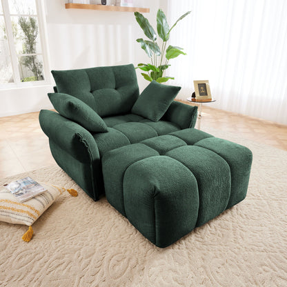 Ergonomic Single Seater Sofa With Ottoman, High Resilience Support Cushions Home Essentials