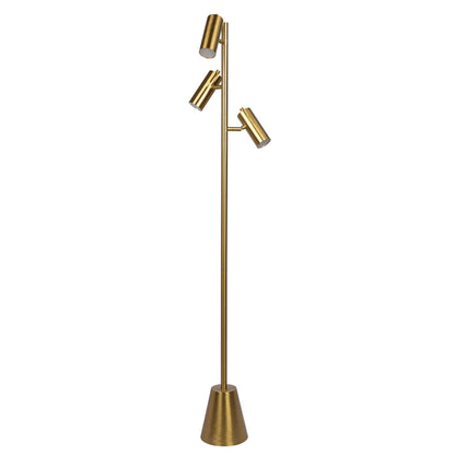 Lumina - Floor Lamp With Rotary Switch Triple Spots Cone Base - Gold Ashcroft Furniture