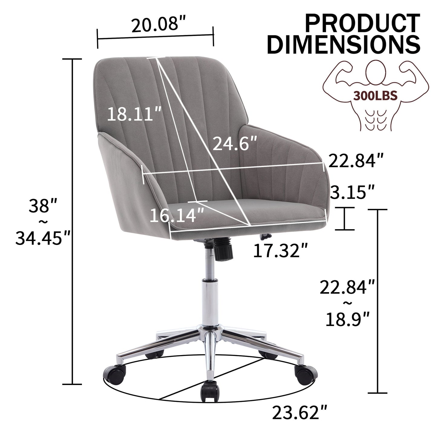 Adjustable Ergonomic Office Chair, Swivel Backrest Seat Home Essentials