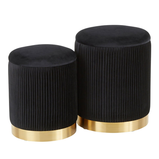 Marla - Contemporary Nesting Pleated Ottoman Set Lumi Source