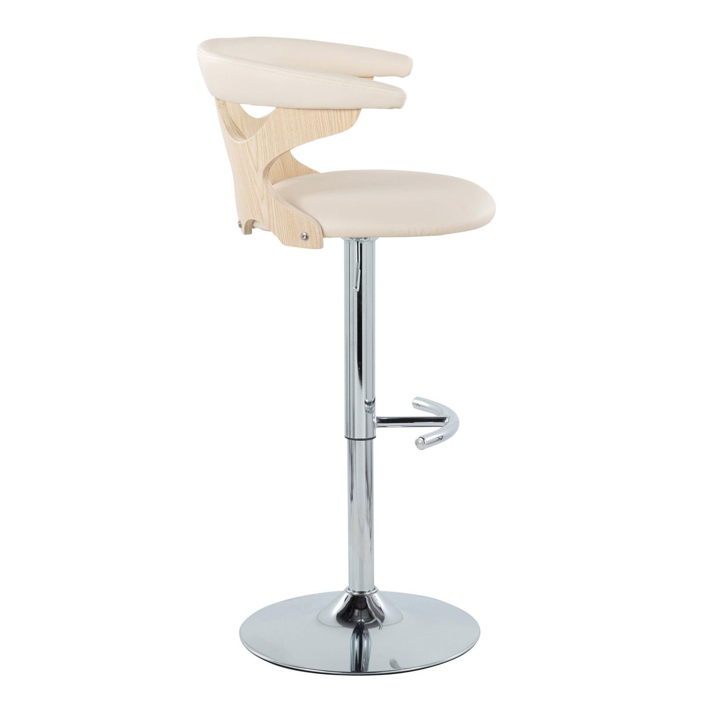 Gardenia - Contemporary Adjustable Barstool & Swivel, Rounded T Footrest (Set of 2) Lumi Source