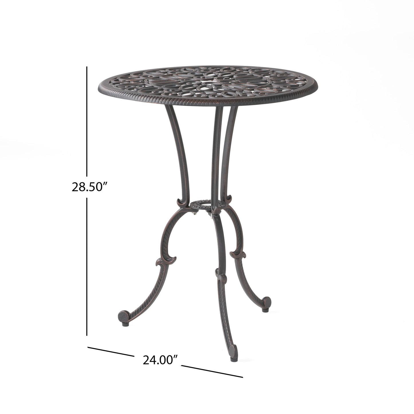 Charleston 3 Pieces Cast Bistro Set - Copper Noble House