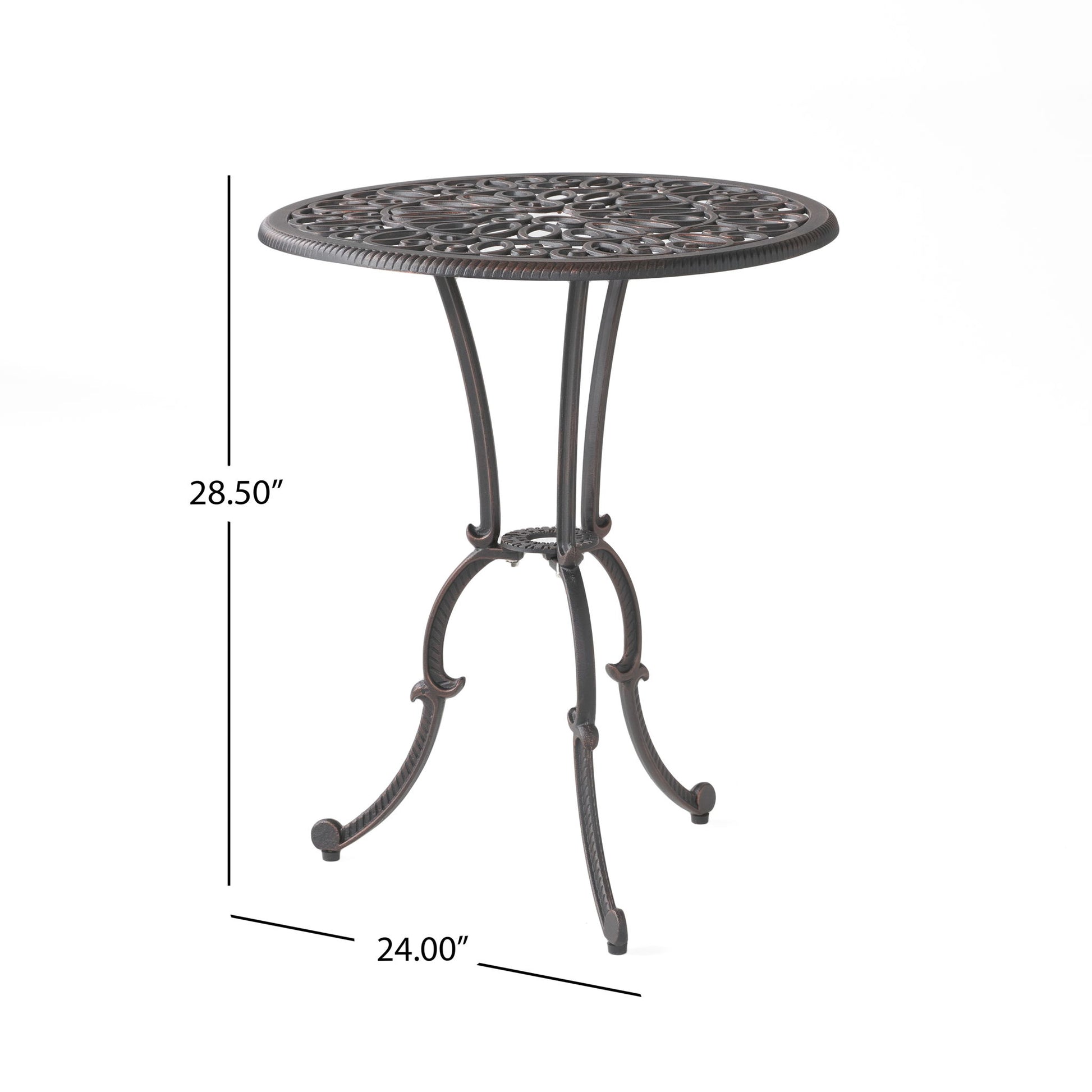 Charleston 3 Pieces Cast Bistro Set - Copper Noble House