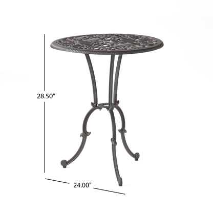 Charleston 3 Pieces Cast Bistro Set - Copper Noble House
