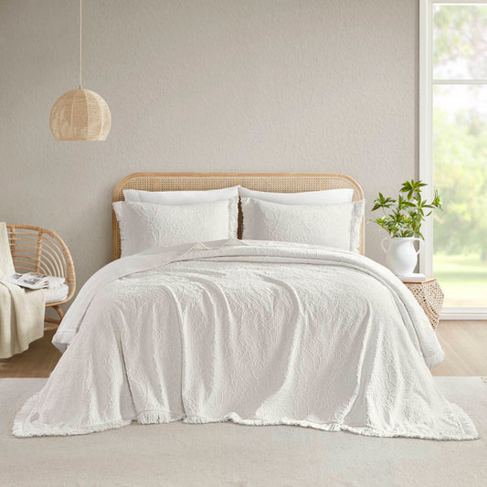 Willow - 3 Piece King Bedspread Set - White Madison Park