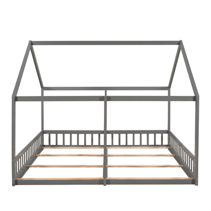 House Platform Beds, 2 Shared Beds, Metal Frame With Guardrails Hearth and Haven