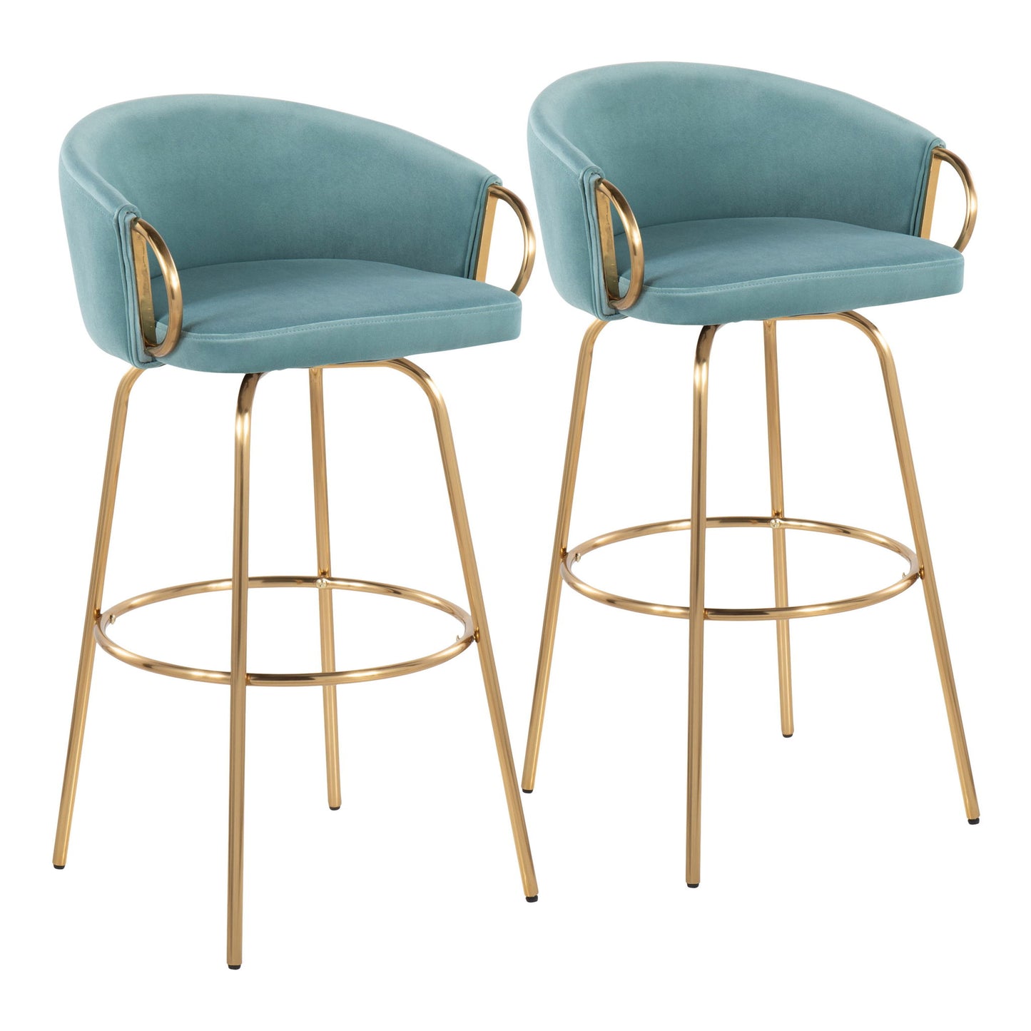 Claire - Contemporary / Glam Fixed Height Bar Stool (Set of 2) Round Footrest (Set of 2) Lumi Source