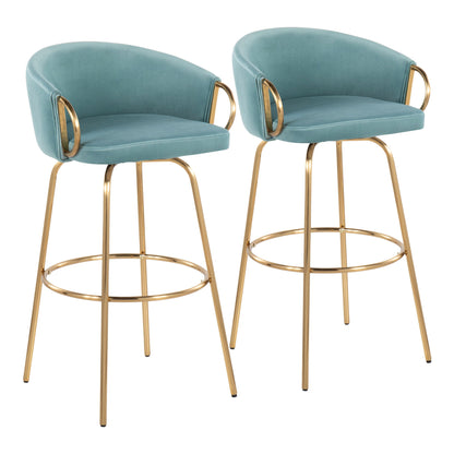 Claire - Contemporary / Glam Fixed Height Bar Stool (Set of 2) Round Footrest (Set of 2) Lumi Source