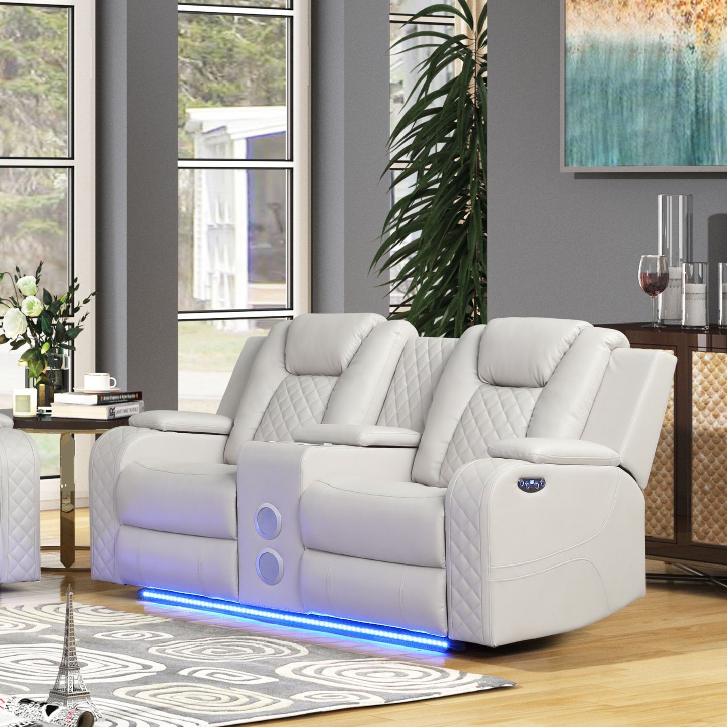 Benz - Power Reclining Loveseat With LED Lighting And Built In USB Matrix Furniture Group