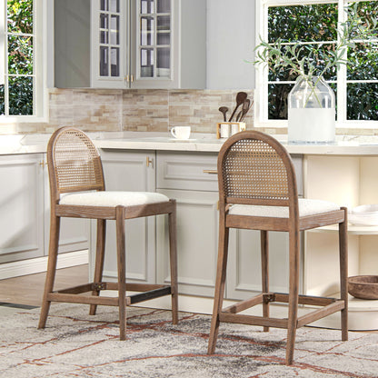 Panama - Curved Back Cane Counter Stool (Set of 2) Jennifer Taylor Home