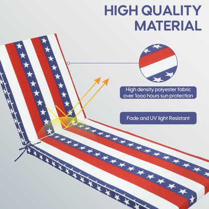 2 Piece Outdoor Chaise Lounge Cushion Set, Replacement Cushions For Patio Furniture, Flag - Red Striped Home Essentials