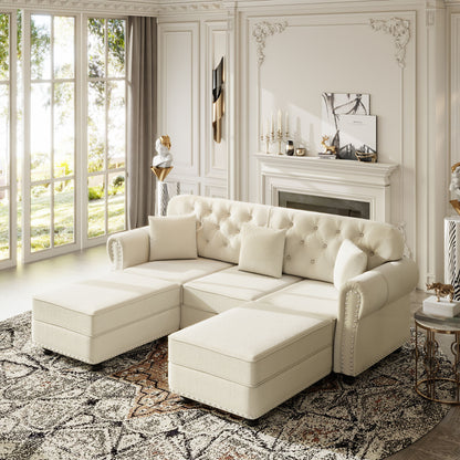 Upholstered Sofa Set With Nailhead Trim And Rolled Armrests, Includes Pillows Home Essentials