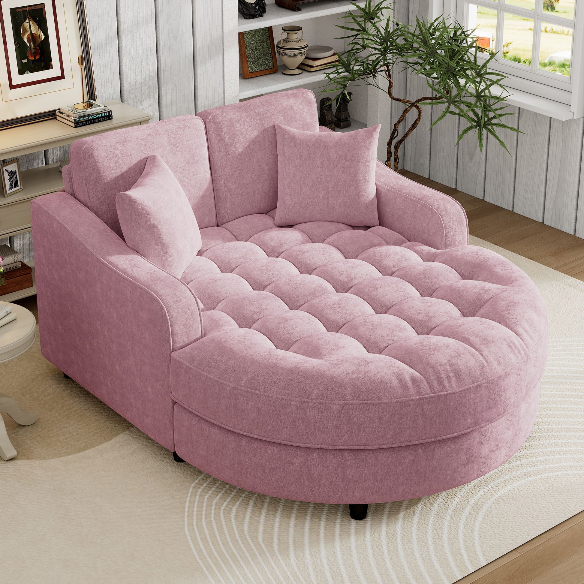 Modern Chaise Lounge Upholstered Sofa Couch With Tufted Seat And Detachable Pillows For Living Room Hearth and Haven