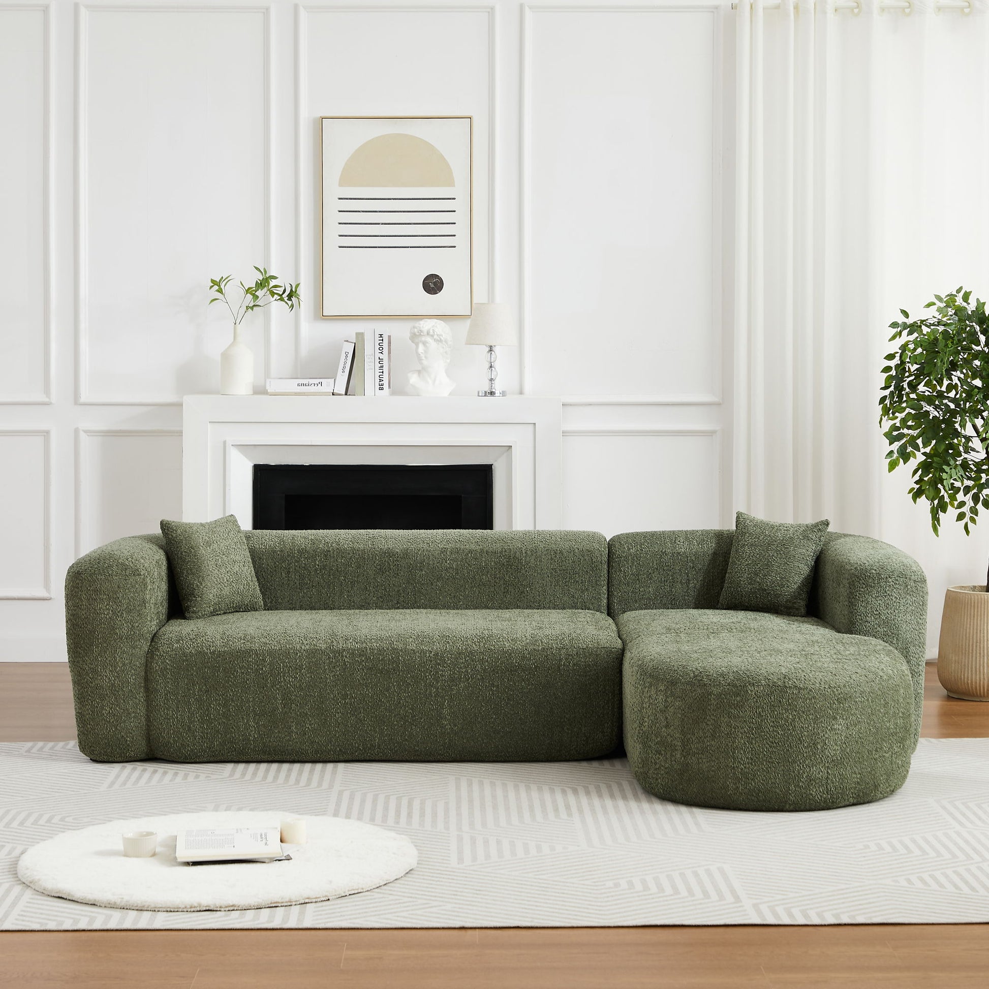 L - Shape Boneless Cloud Couch With 2 Throw Pillows For Living Room Home Essentials