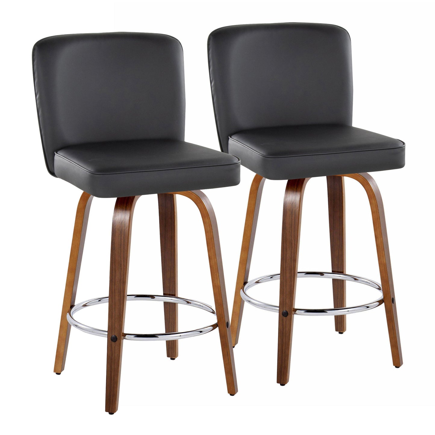 Henry - Contemporary Fixed Height Counter Stool With Swivel With Round Footrest (Set of 2) Lumi Source