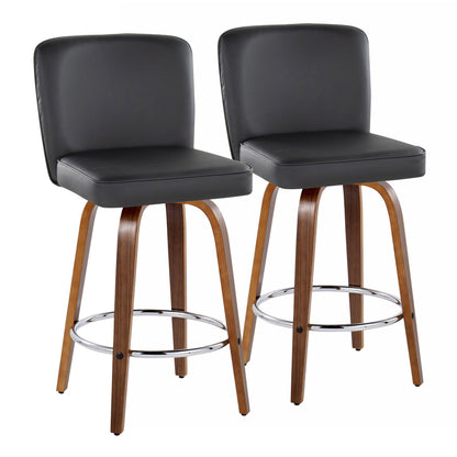 Henry - Contemporary Fixed Height Counter Stool With Swivel With Round Footrest (Set of 2) Lumi Source