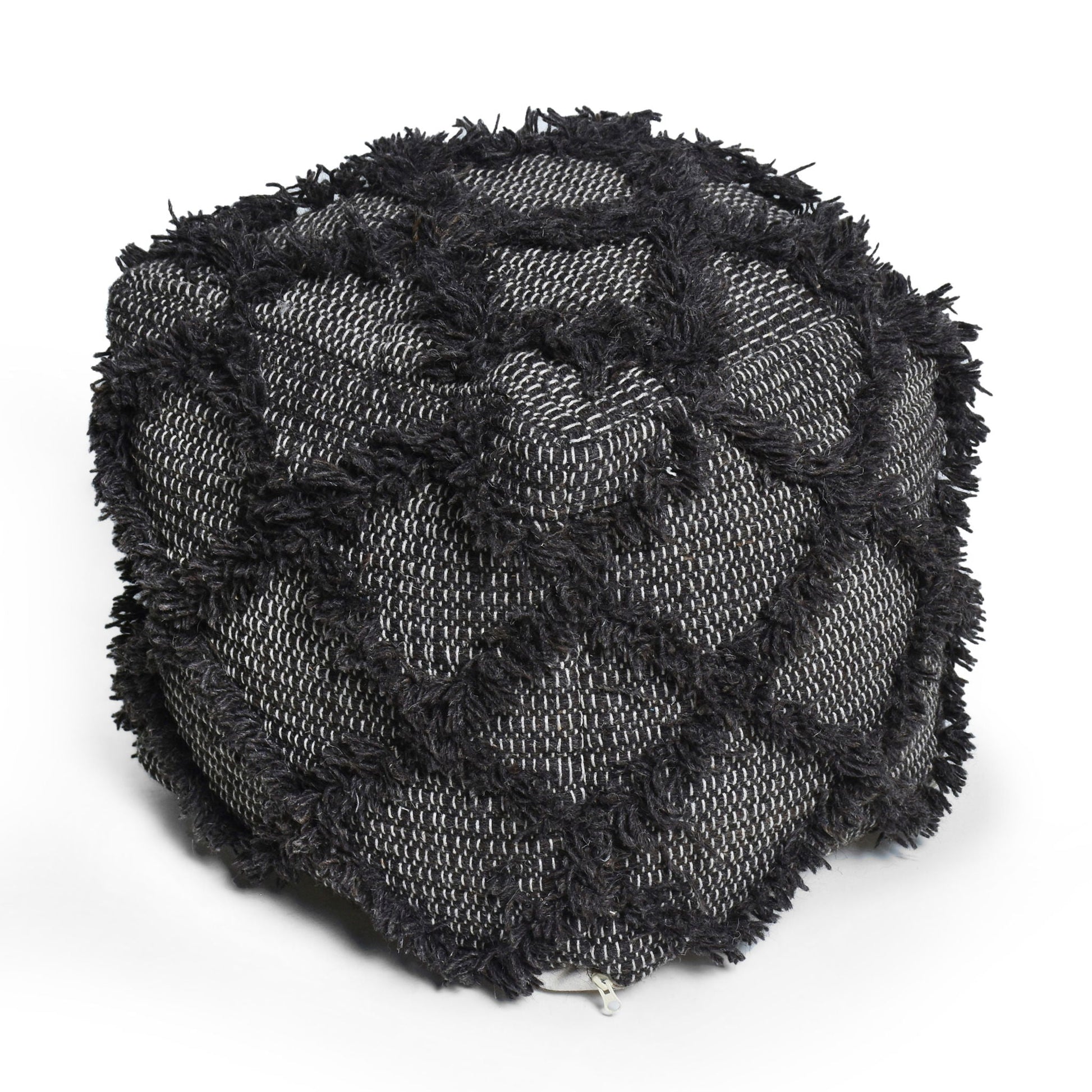 Jumanji - Handcrafted Wool And Cotton Pouf - Brown Home Essentials
