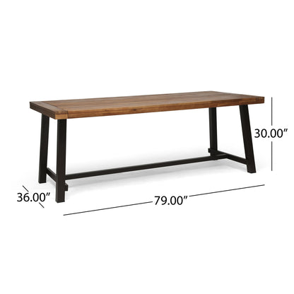 Equilibrium - Outdoor Dining Table With Wooden Frame And Slat Top Noble House