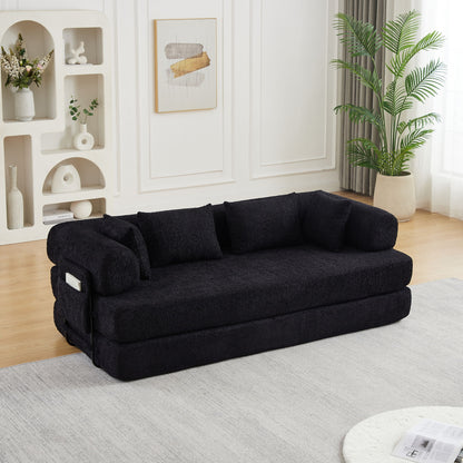 Convertible Sleeper Sofa Bed With Cylindrical Pillow Home Essentials