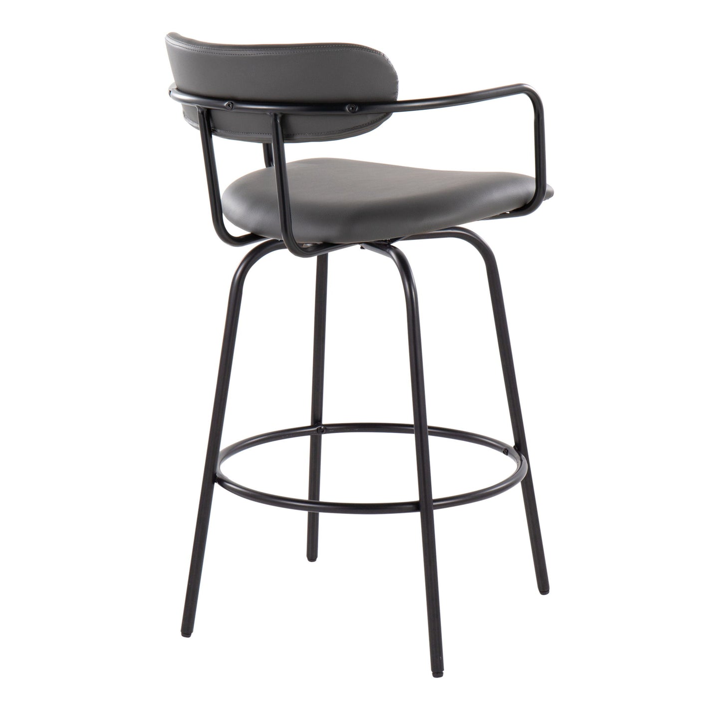 Demi - Contemporary Fixed Height Counter Stool With Swivel With Round Footrest (Set of 2) Lumi Source