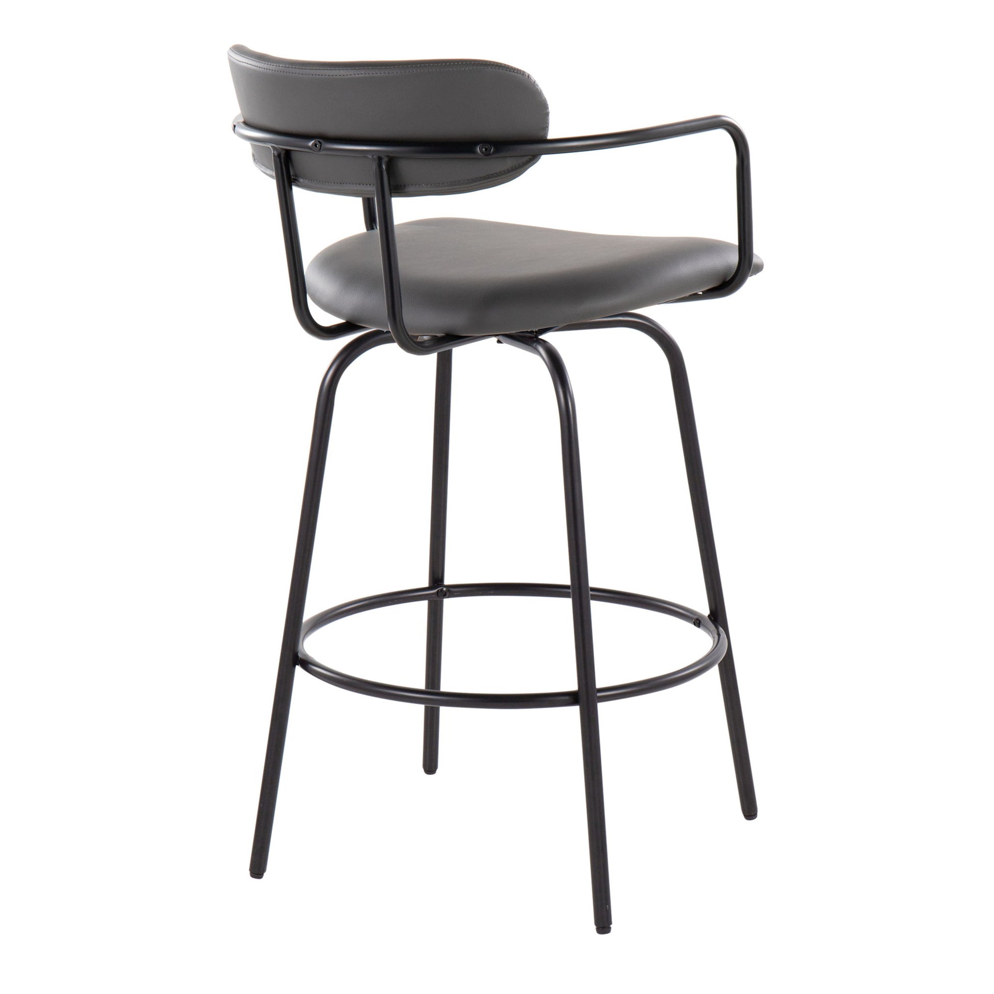 Demi - Contemporary Fixed Height Counter Stool With Swivel With Round Footrest (Set of 2) Lumi Source