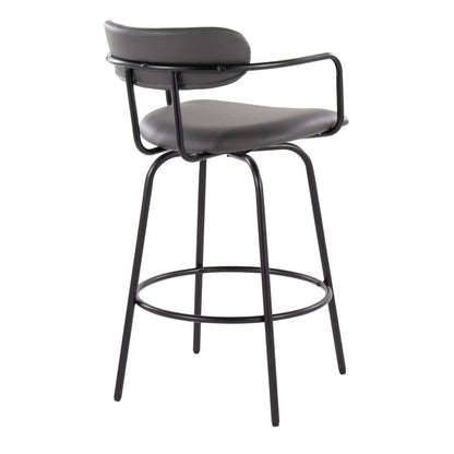 Demi - Contemporary Fixed Height Counter Stool With Swivel With Round Footrest (Set of 2) Lumi Source