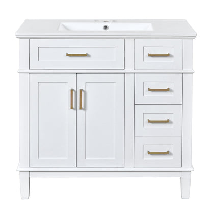 Modern Bathroom Vanity With Ceramic Sink, Soft Close Storage Cabinet Hearth and Haven