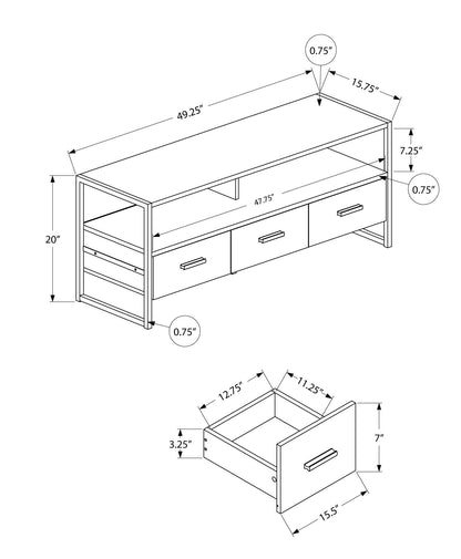 TV Stand, Console, Media Entertainment Center, Storage Drawers, Modern 8th Street