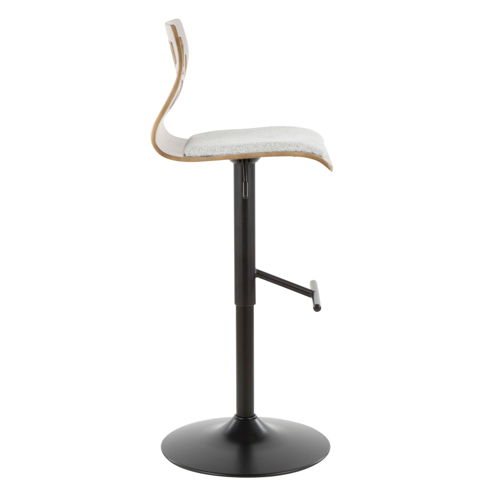 Folia - Mid Century Modern Adjustable Barstool With Swivel With Straight T Footrest (Set of 3) Lumi Source