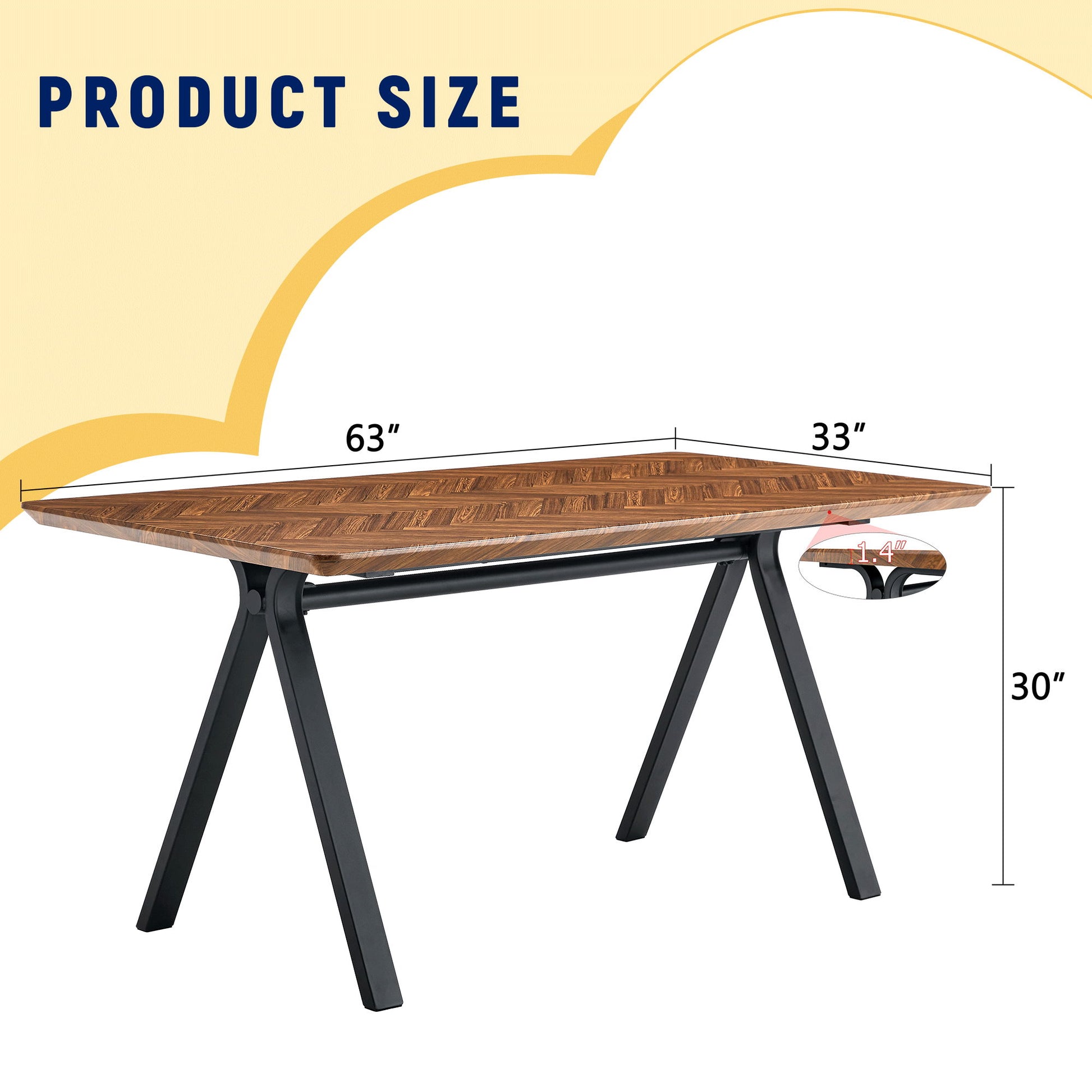 Herringbone Pattern Dining Table A Perfect Match For Modern Minimalist And Industrial Home Styles - Walnut Home Essentials
