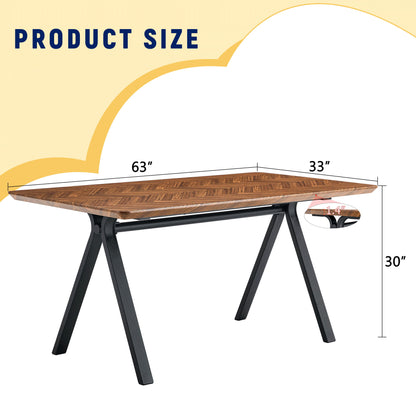 Herringbone Pattern Dining Table A Perfect Match For Modern Minimalist And Industrial Home Styles - Walnut Home Essentials