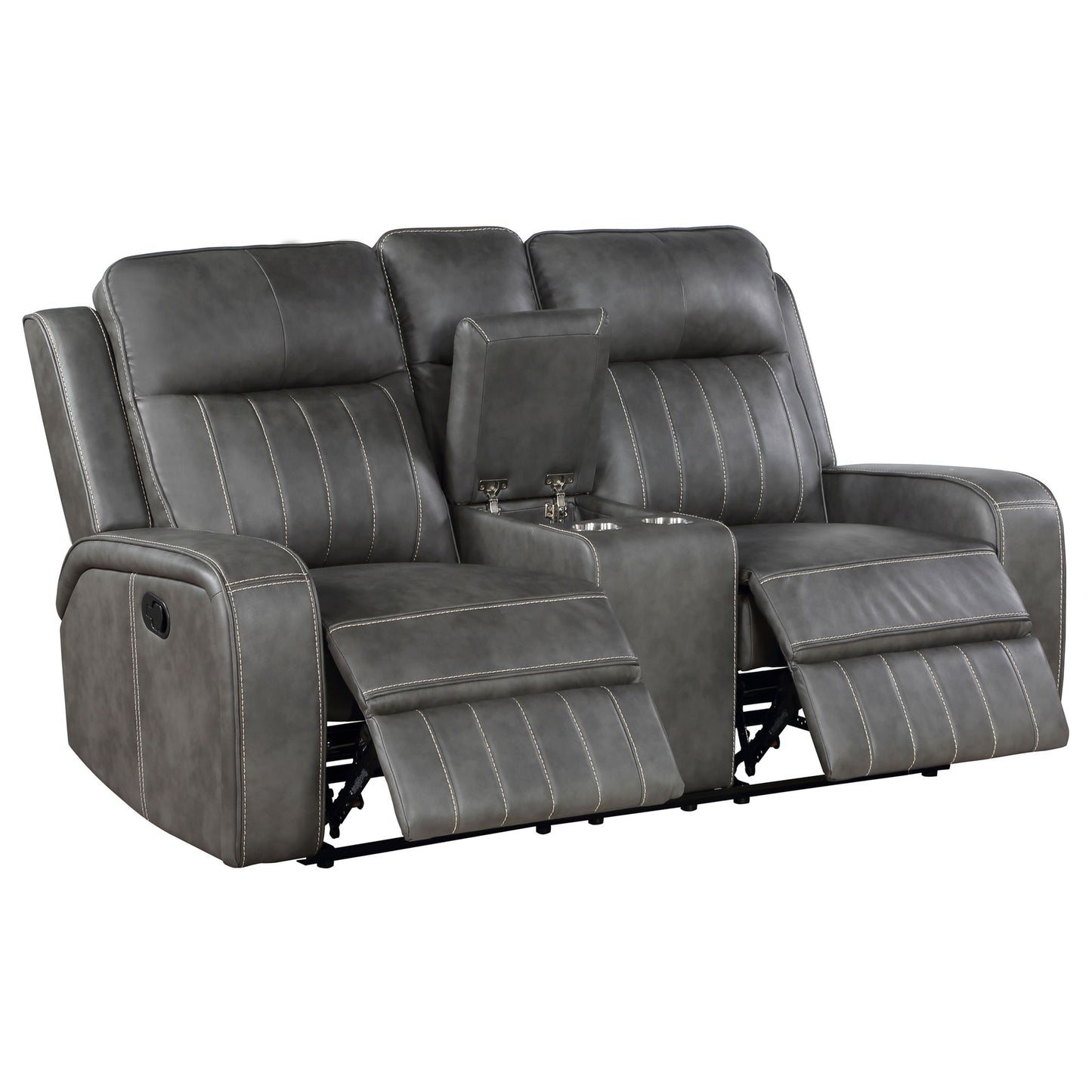 Forrest - Motion Reclining Loveseat With Console - Gray Furniture Max