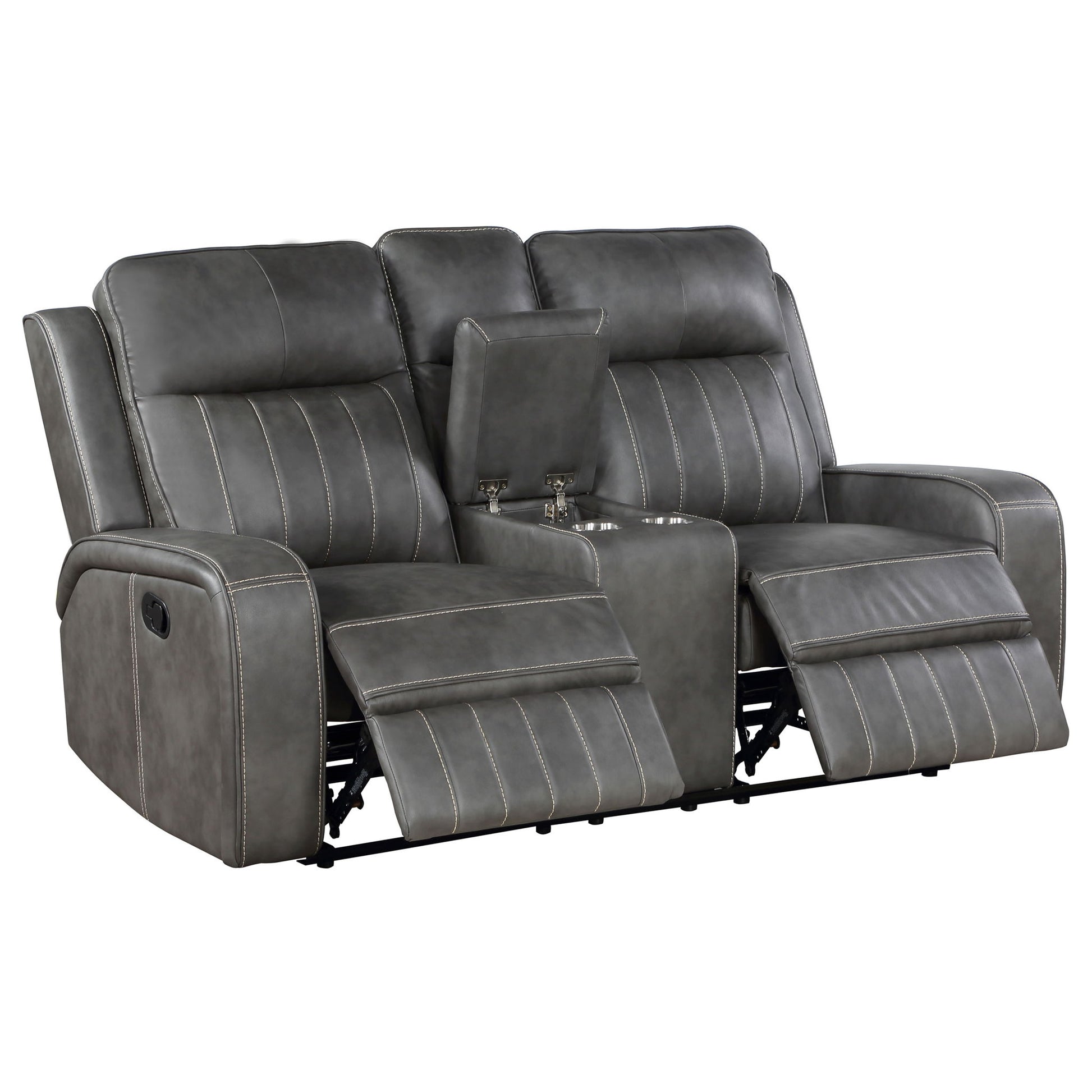 Forrest - Motion Reclining Loveseat With Console - Gray Furniture Max