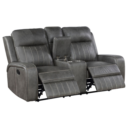 Forrest - Motion Reclining Loveseat With Console - Gray Furniture Max