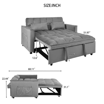 3 In 1 Pull Out Couch Convertible Sofa Bed With Reclining Backrest Home Essentials