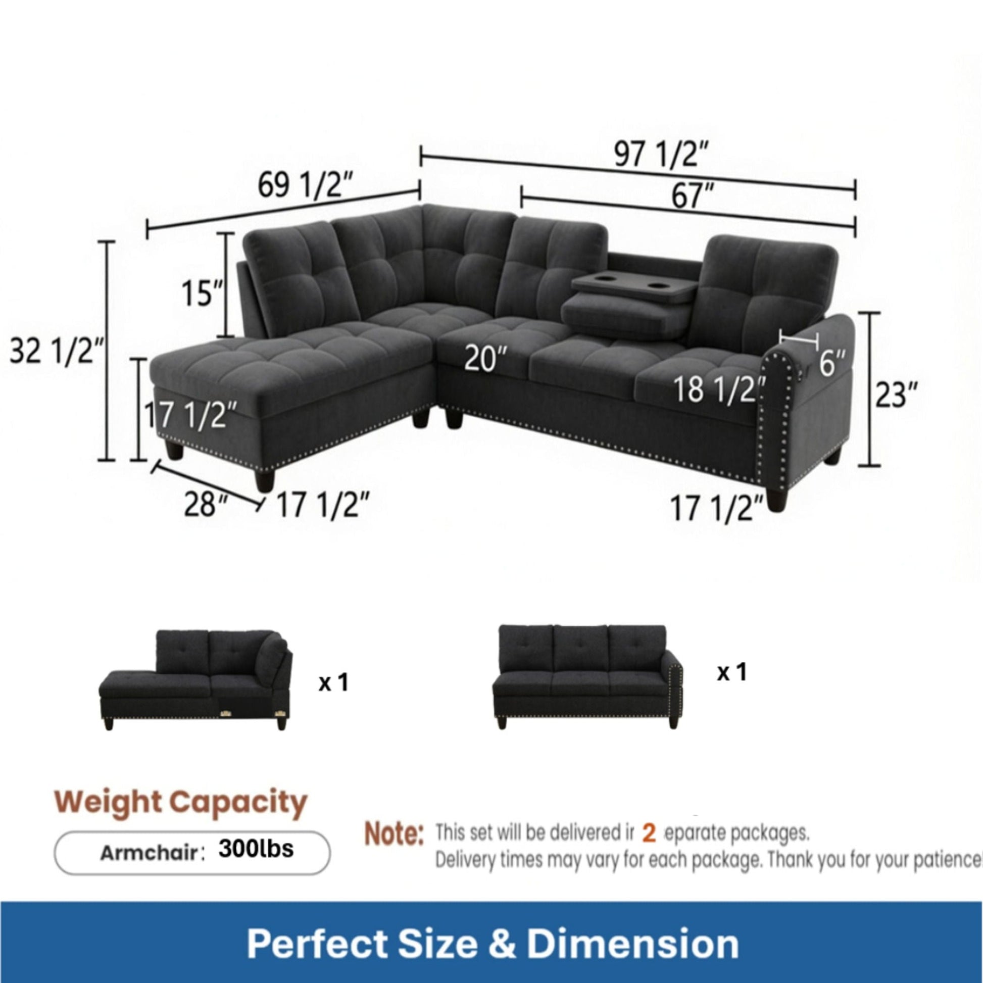 L - Shaped Sectional Sofa With Movable Left Chaise Home Essentials