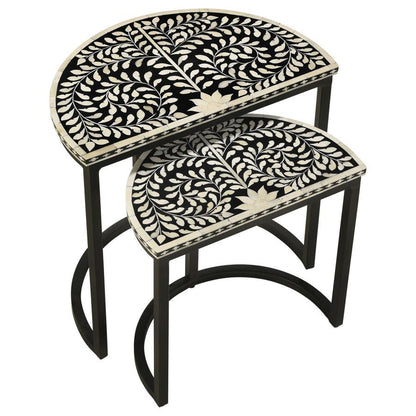 Zakiya - 2 Piece Demilune Nesting Table Set - Black And White Coaster Fine Furniture