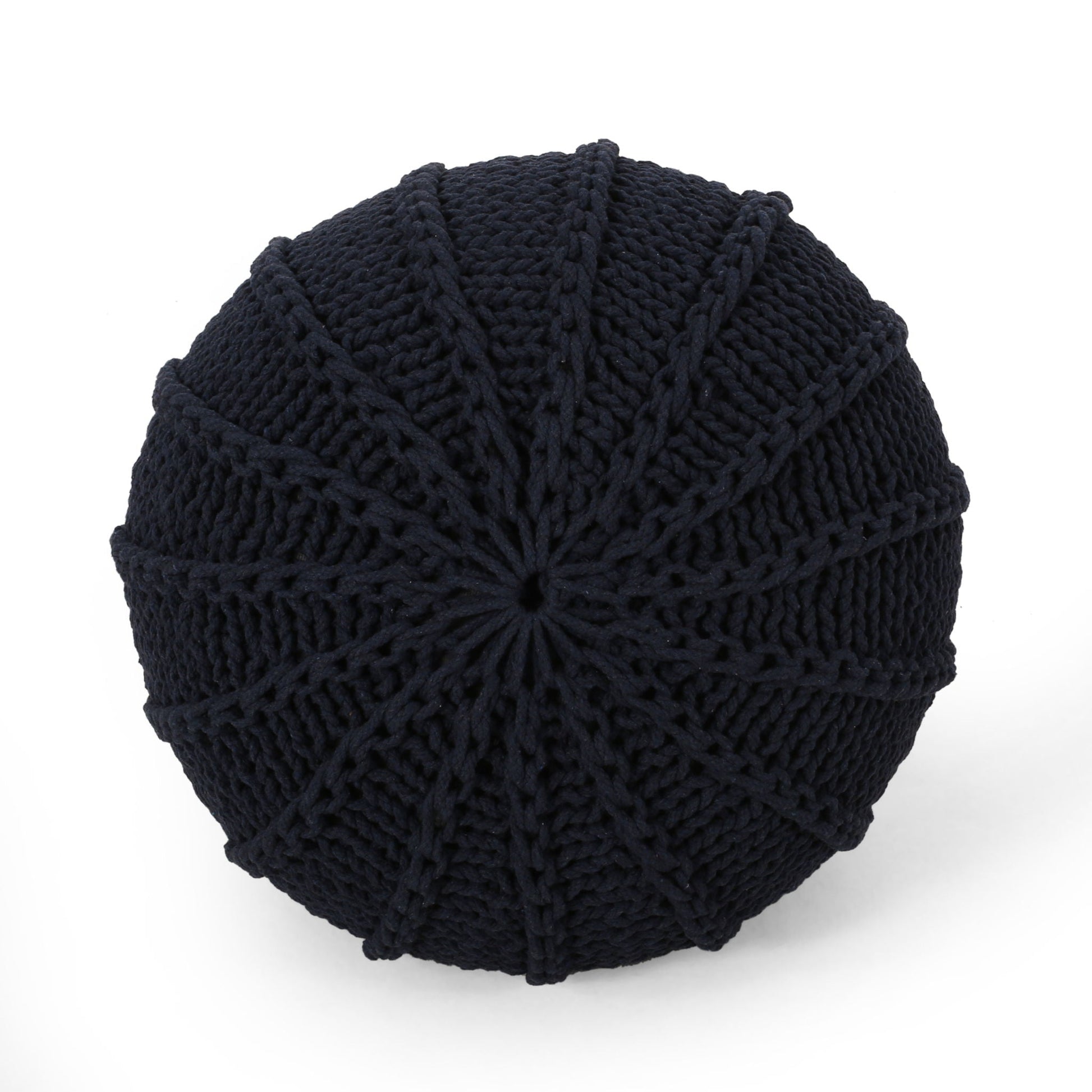 Bordeaux - Knitted Cotton Round Pouf Ottoman And Floor Cushion Home Essentials